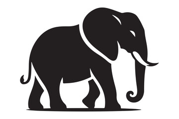 Clean Black Silhouette of Elephant Vector Image