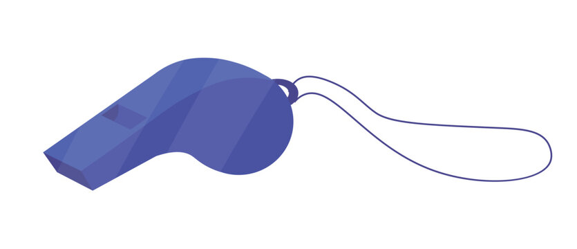 Blue whistle in vector flat illustration style This whistle is often used as a blowing and alert tool by referees and coaches in various sports activities