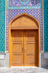 Ali Ibn Abi Talib Mosque (Iranian Mosque Hosainia) doors, colorful Shia Iranian mosque in Bur...