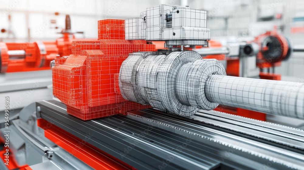 Poster detailed 3d of a mechanical component showcasing the intricate design and engineering of industrial 