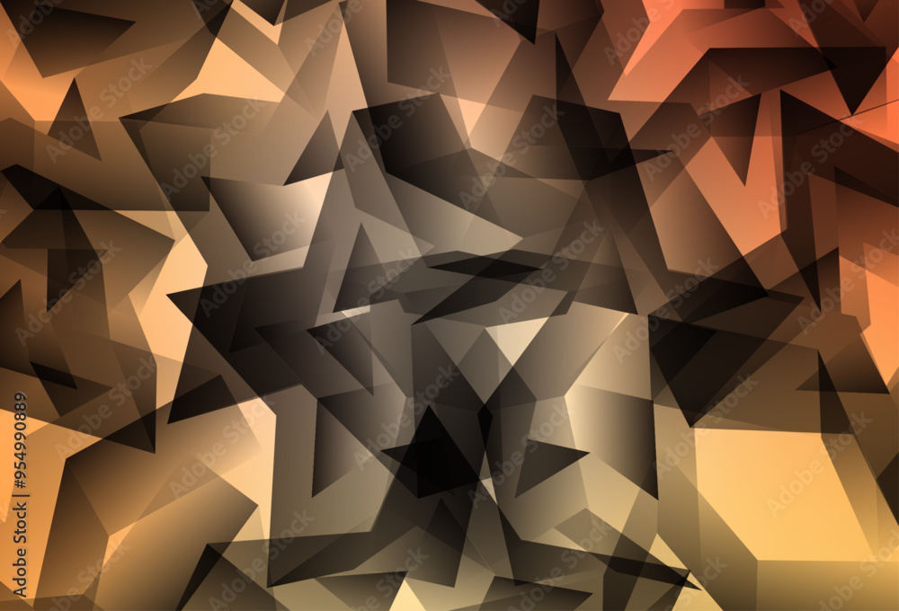 Poster light orange vector shining triangular background.