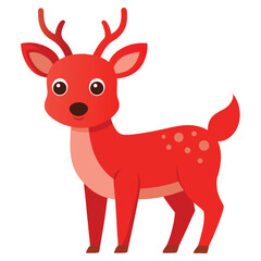 Illustration of Cute Red Deer Isolated
