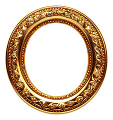 Elegant round golden frame ideal for art display isolated on transparent background