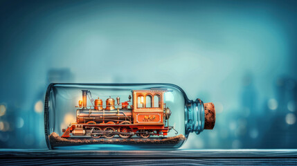 Obraz premium Toy Train in a Bottle