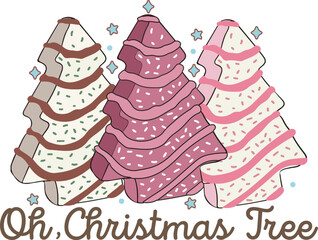 Retro Oh Christmas Tree Cake Cute Christmas T shirt Design