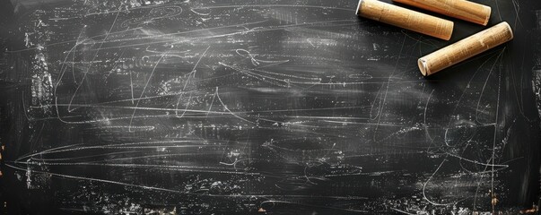 Chalk drawing of a blank square on a blackboard, ready for educational or creative concepts. Free copy space for text.