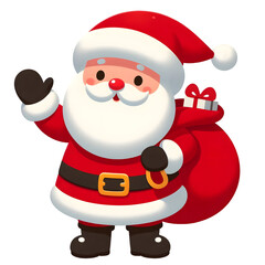 santa claus with a gift bag on transparent background © recta