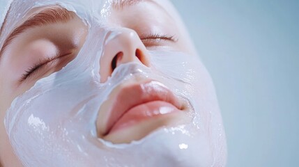 A woman relaxes as she receives a soothing facial mask treatment, enhancing her skinвЂ&trade;s vitality and beauty