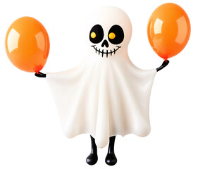 Obraz premium Cute ghost holding a balloon