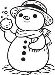 Winter Snowman Line Icon. Outline Illustration.