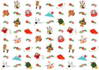 正月のパターンのイラスト_白
