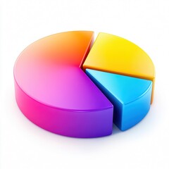 Obraz premium Colorful pie chart with vibrant segments representing data analytics and statistical visualization on a white background.
