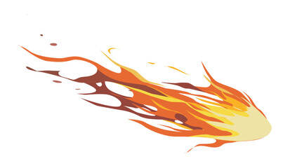 Flat vector illustration depicting a flaming meteor with a dynamic fiery trail Set against a white background this illustration shows motion and intense heat © alexdndz