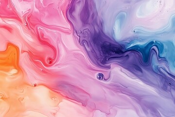 Beautiful abstraction of liquid paints in slow blending flow mixing together gently, ai