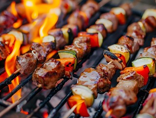 shish kebab on the grill