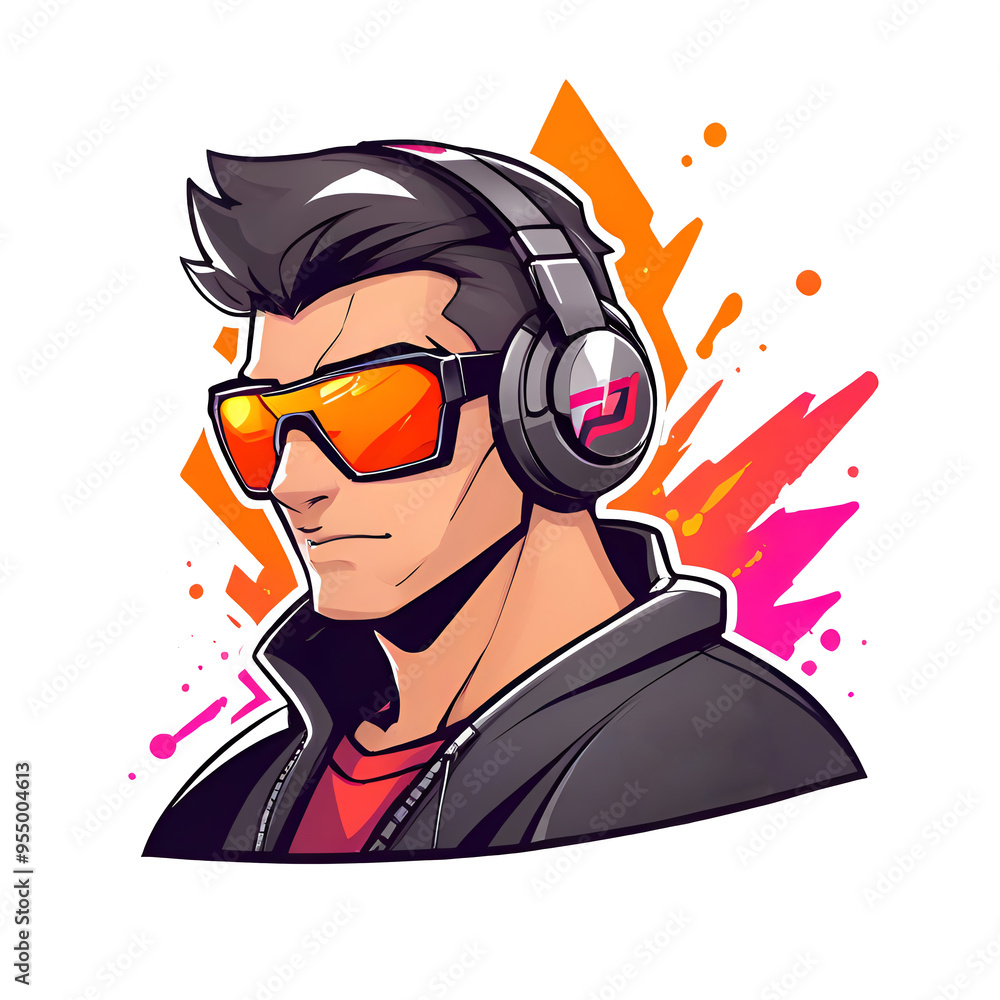 Canvas Prints cool guy with headphones and sunglasses