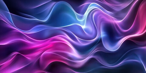 Obraz premium Abstract wavy pattern with vibrant purple, blue, and pink colors, creating a smooth, fluid texture that resembles silk or waves, giving a sense of movement and energy.