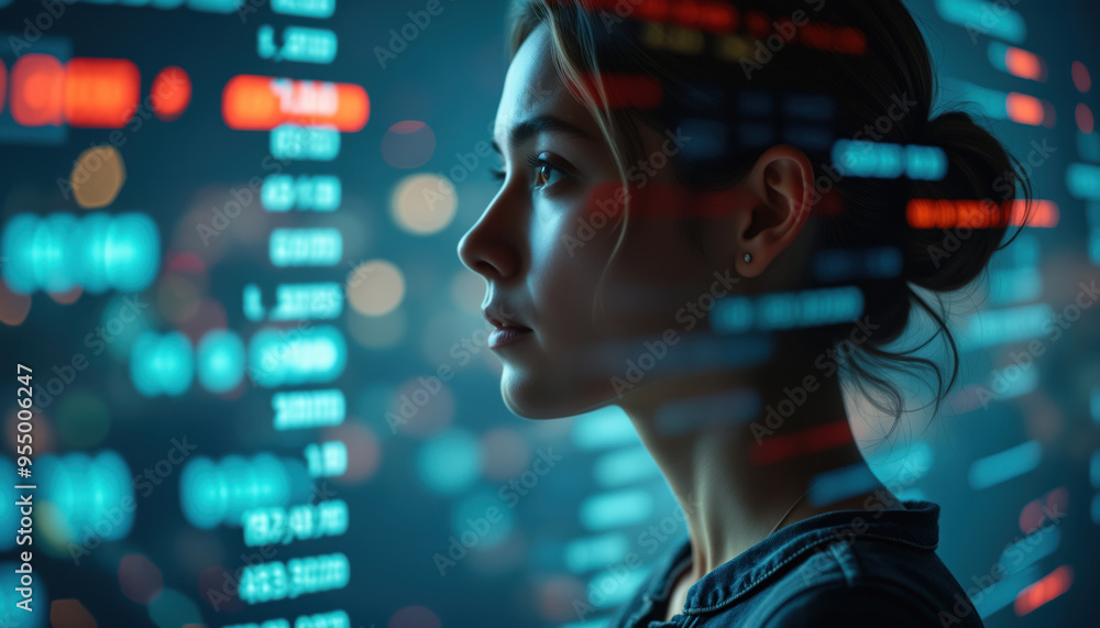 Poster professional analyzing stock market data with digital interface: a professional analyzing stock mark