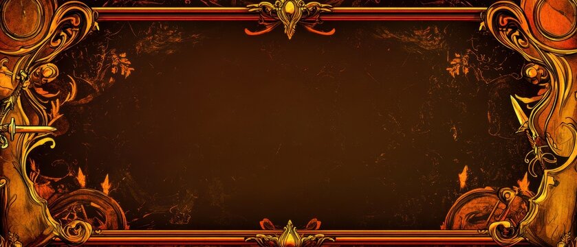 Ornate vintage frame design ideal for certificates, invitations, or artistic displays with intricate detailing and warm colors.