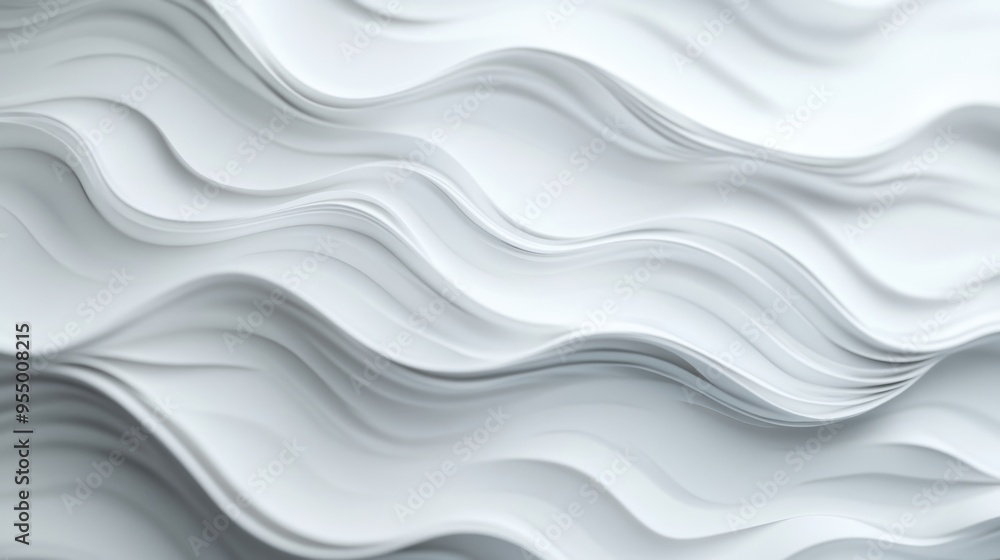 Poster a flowing and dynamic white wavy texture showcases layered patterns, ideal for backgrounds and moder