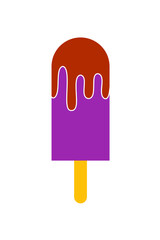 vector illustration of ice cream bar with chocolate topping. ice cream icon