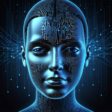 Artificial intelligence (AI) and big data concept. Machine cyber mind. 