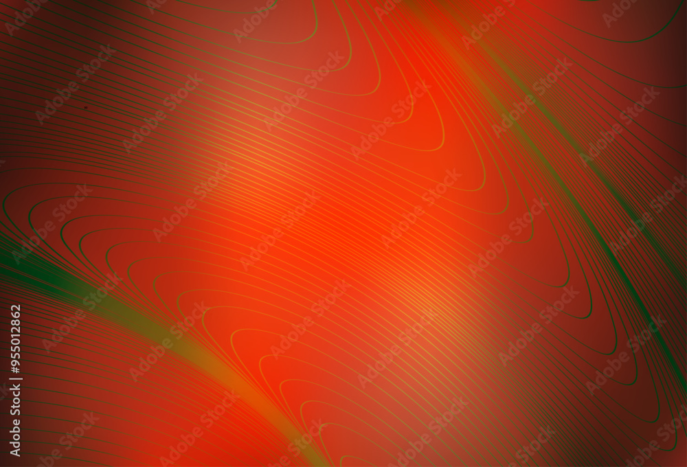 Poster light red vector pattern with curved lines.