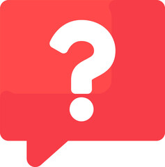 Vector question mark in a square bubble in a bright flat style. Assistance, problem solving, or support symbol. The icon is suitable for web design, online shop, print, and social media posts. Busines
