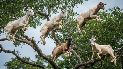 Goats Jumping in a Tree