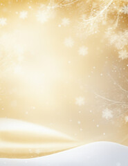 christmas background with snowflakes - abstract golden winter background with snow - Generative AI