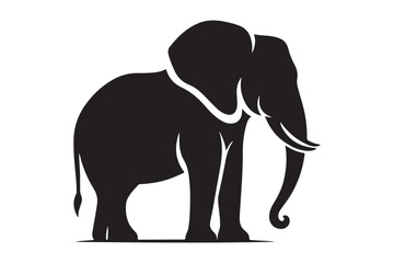 Elephant Silhouette in Black Minimal Vector Design