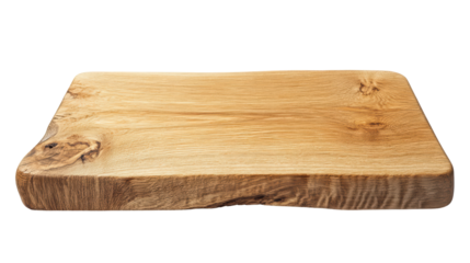 Oak cutting board isolated on black background with copy space. 