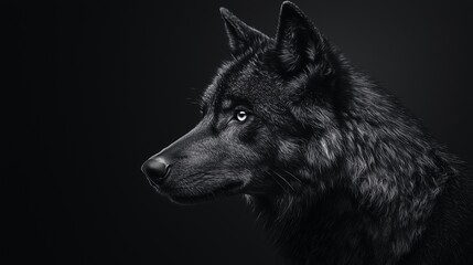 Template of black wolf in b&w with black background. © Ace64 Studio