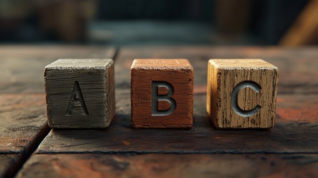 A b and c wooden blocks.