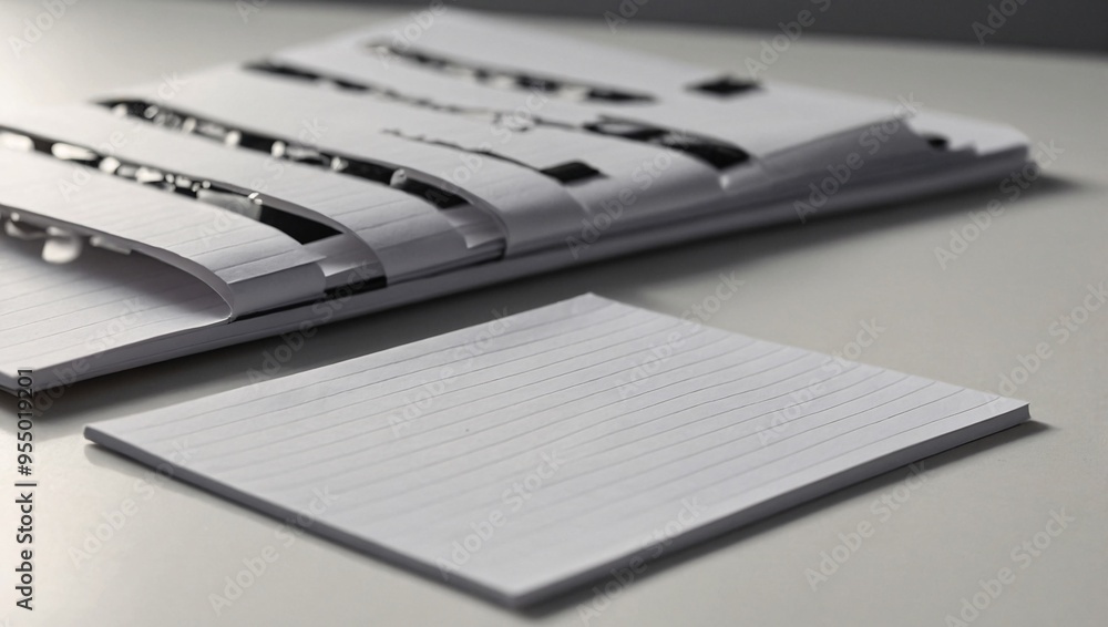 Poster simple notepad white notepad with shadows on a white background.