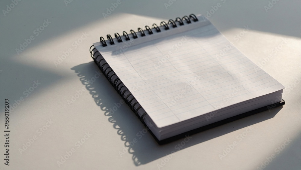 Poster simple notepad white notepad with shadows on a white background.