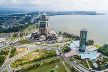 Aerial view of Kota Kinabalu city Sabah, Malaysia