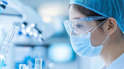 Worker at biotechnology clinic