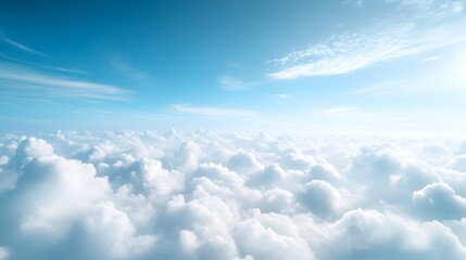 Fototapeta premium Ethereal Blue Sky with Fluffy Clouds on a Sunny Day