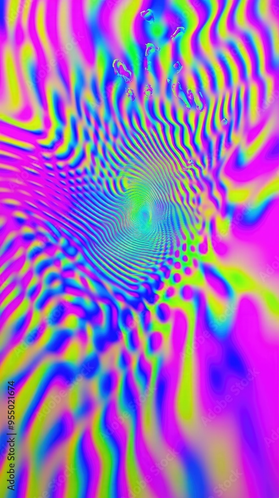 Poster a mesmerizing display of hypnotic waves and vibrant colors creates an enchanting illusion of depth a