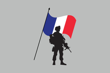 France soldier with flag, France flag vector graphic, France country flag is a symbol of freedom, National France flag, vector illustration
