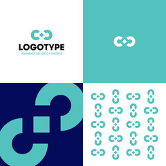 Logo Abstract C Letter Concept Modern Minimalism Flat Design Blue Infinite
