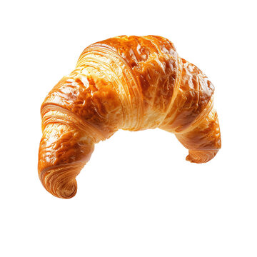 Delicious French croissant floating on transparent background PNG