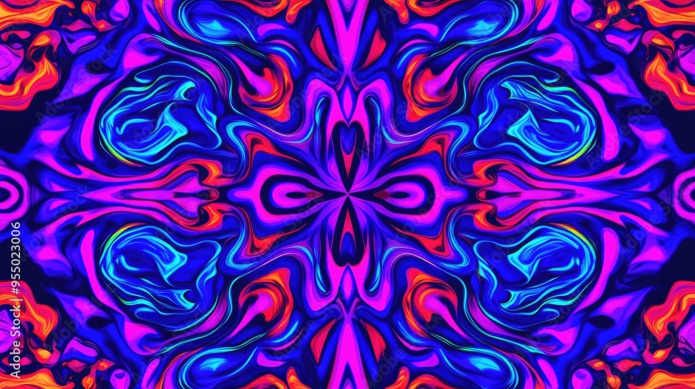 Poster a vibrant hypnosis of color and movement unfolds through swirling lines and shapes, creating a capti