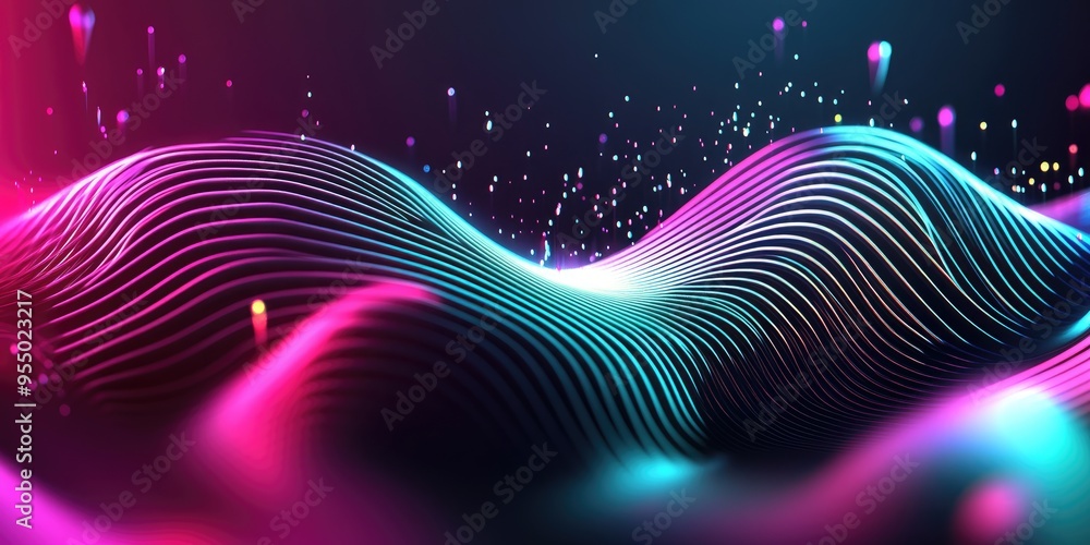 Poster a mesmerizing journey through hypnotic waves and vibrant colors, where flowing lines create an encha