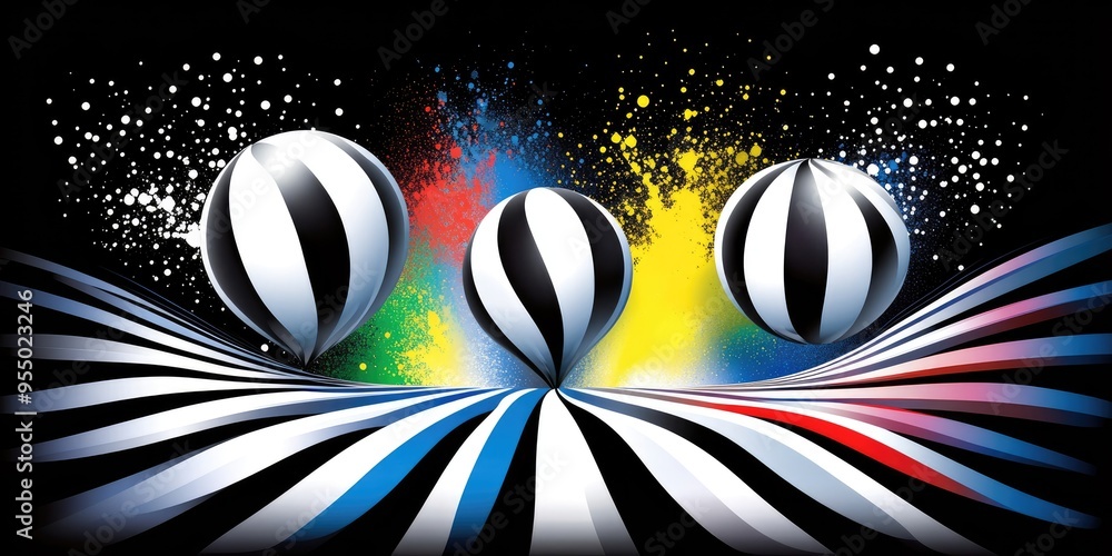 Poster a vibrant showcase of flowing lines and hypnotic patterns creating an enchanting optical illusion wi