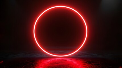 
Technology red circle light stage on black background