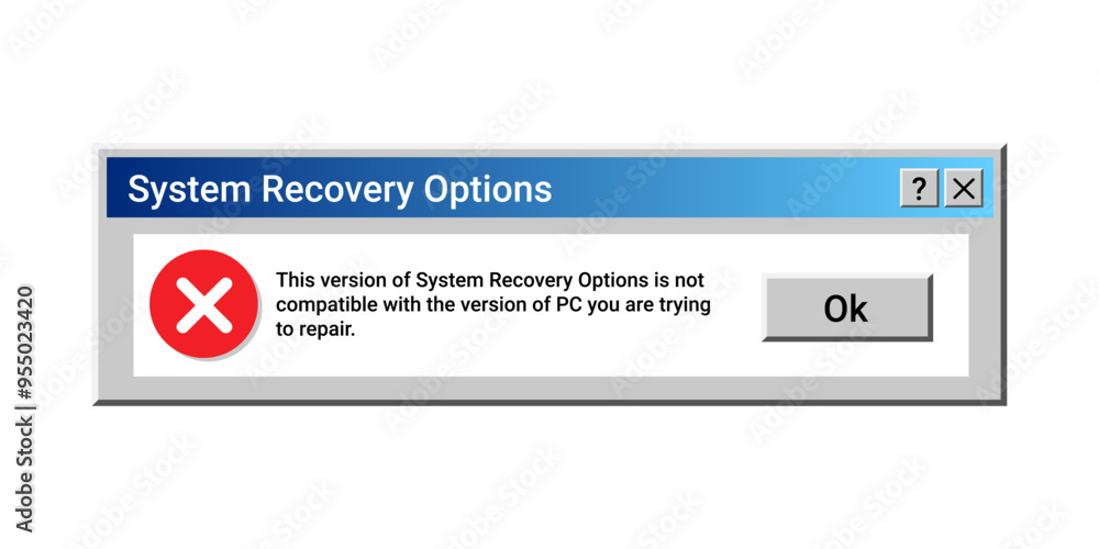 Poster Error crash window. Virus pop-up alert. Warning message for system recovery. Message about bug in program.