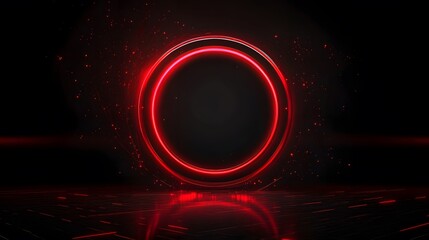 
Technology red circle light stage on black background