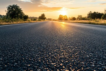 Serene Asphalt Road at Sunrise , ai